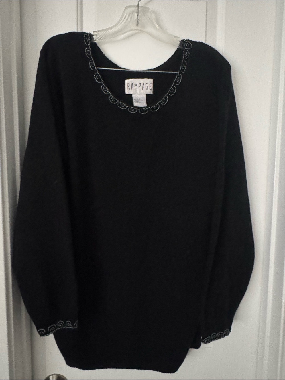 Vintage Rampage Top Size Large Lambswool Off the Shoulder Scoop Neck 80s/90s